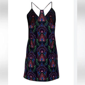 Alice & Olivia Abstract Printed Silk Cami Racerback Dress Black Red Size Medium